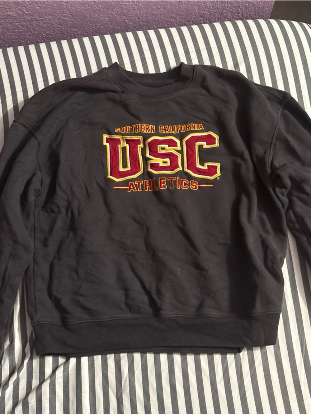 Hollister Black Crewneck Sweatshirt with Red & Gold USC Embroidery